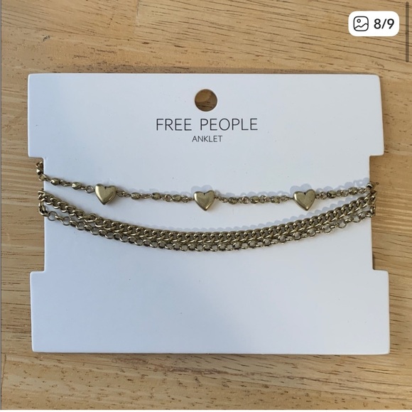Free People Jewelry - Free People layered heart chain anklet in gold tones